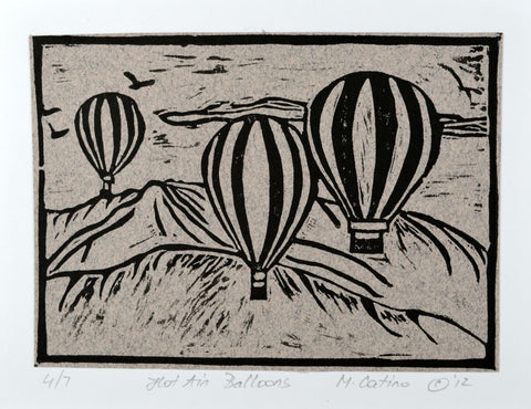 Note Card - Hot Air Balloons Black on Grey