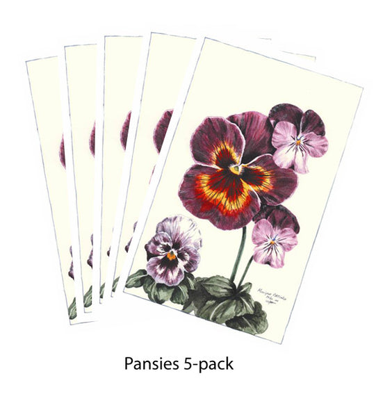 Note Card - Pansies 5-pack
