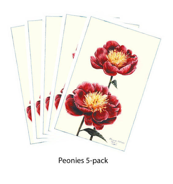 Note Card - Peonies 5-pack